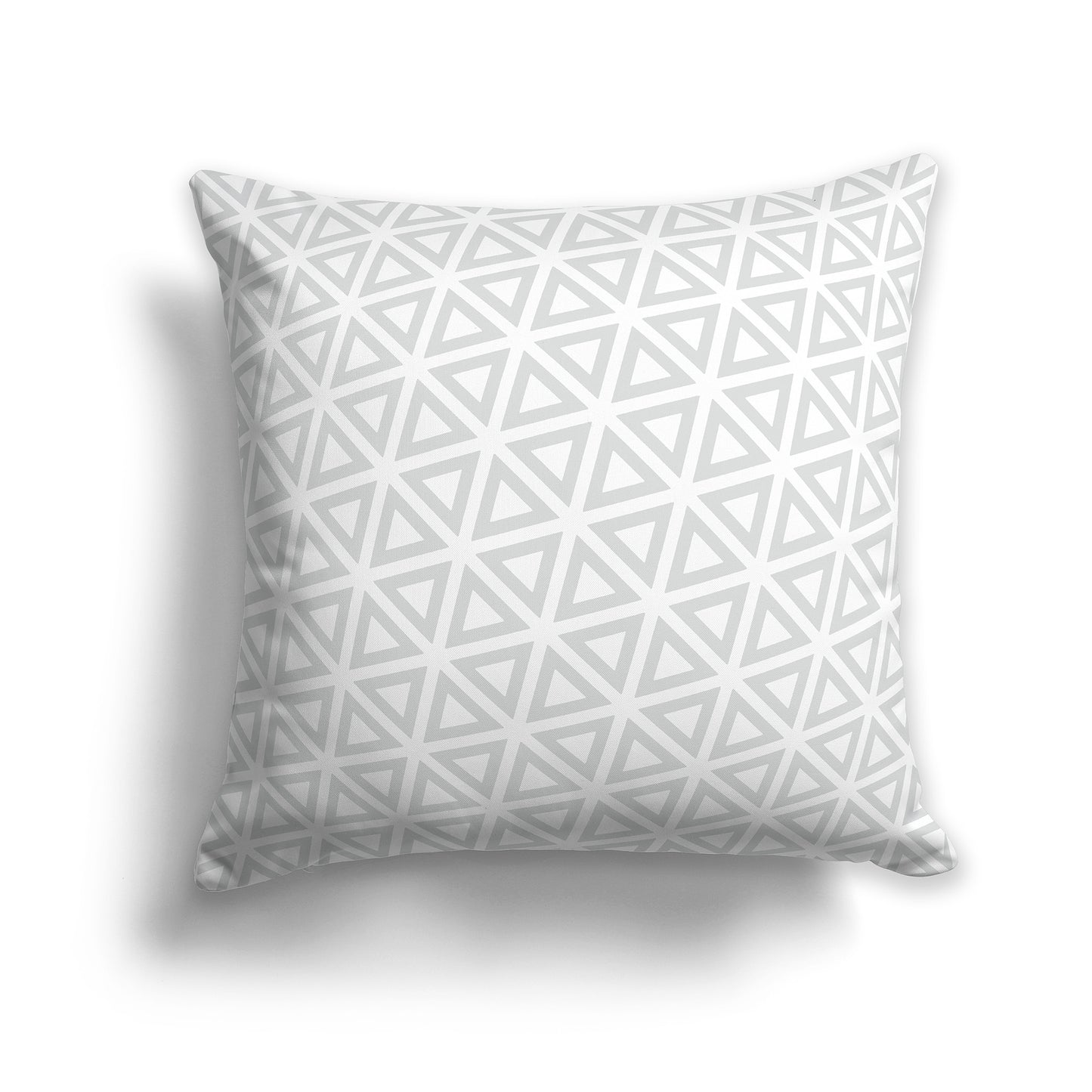 18 inch Throw Pillow with White and Pale Grey Triangle Repeat Pattern