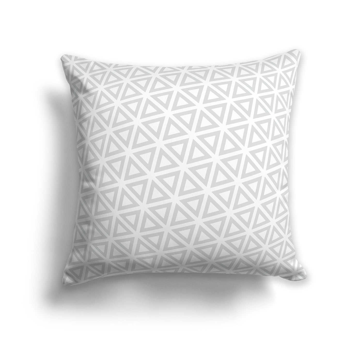 20 inch Throw Pillow with White and Pale Grey Triangle Repeat Pattern