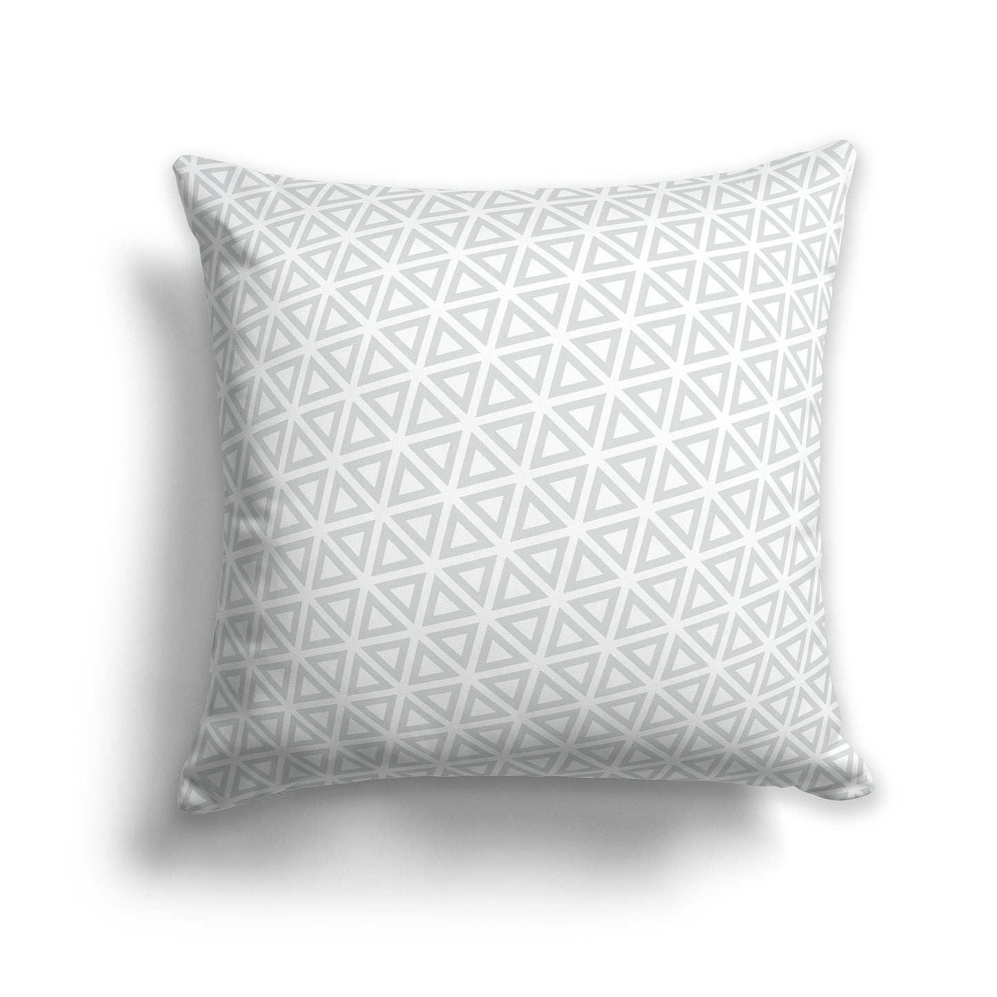 26 inch Throw Pillow with White and Pale Grey Triangle Repeat Pattern