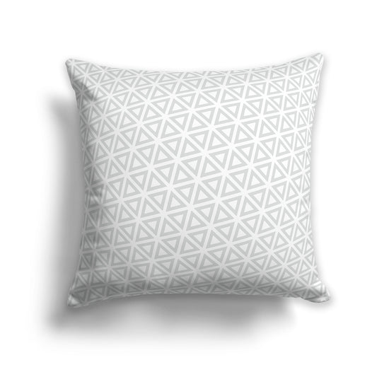 26 inch Throw Pillow with White and Pale Grey Triangle Repeat Pattern