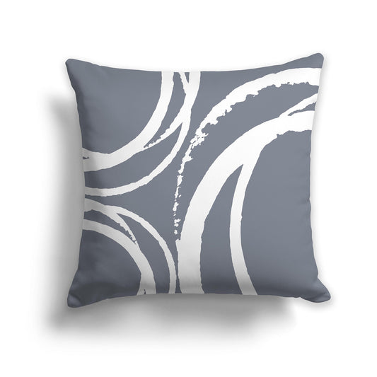 Grey Square Throw Pillow with White Abstract Circles
