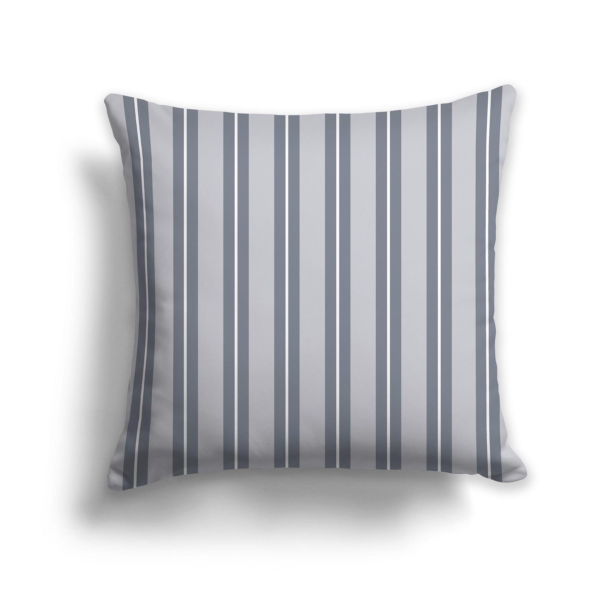 Light Grey Square Throw Pillow with Grey and White Multistripe Pattern