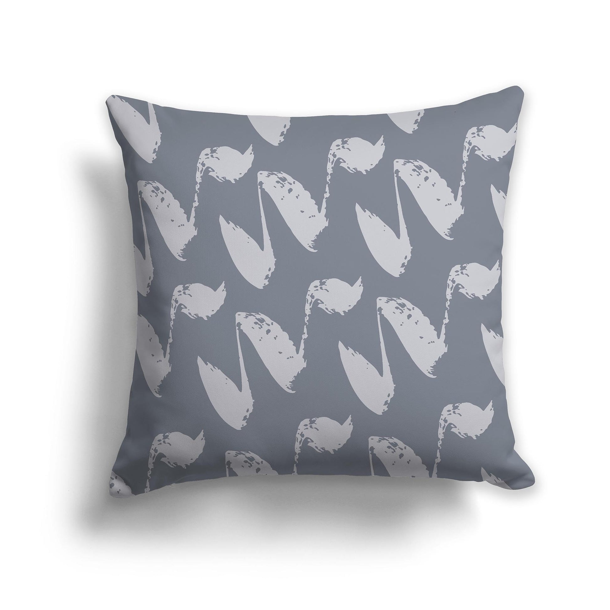 Square Throw Pillow with Grey and White Squiggle Pattern