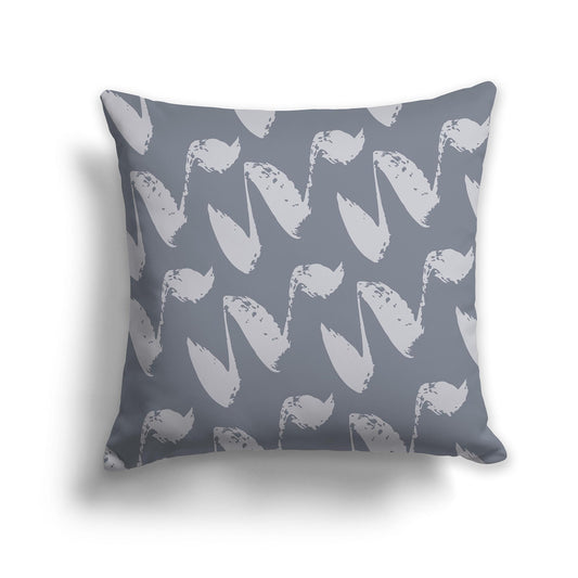 Square Throw Pillow with Grey and White Squiggle Pattern