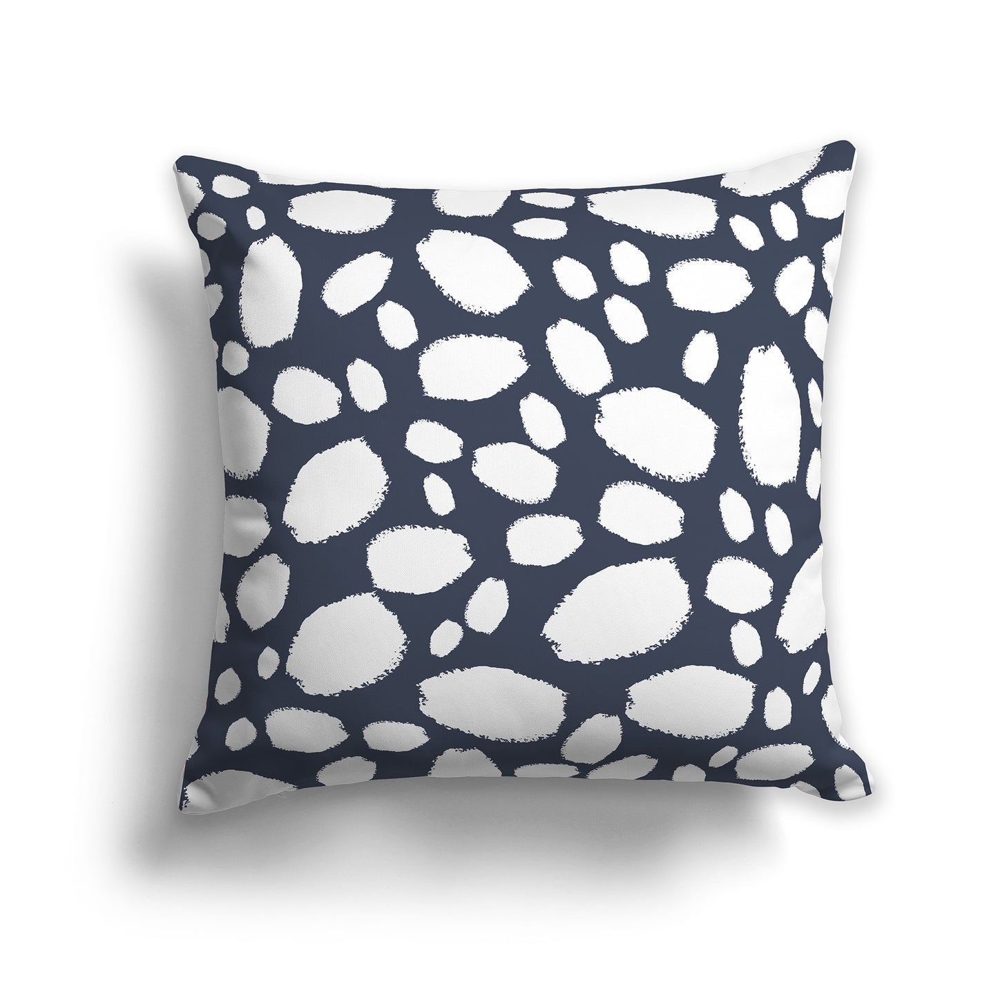 14 inch Throw Pillow with White and Dark Blue-grey Paint Dab Pattern