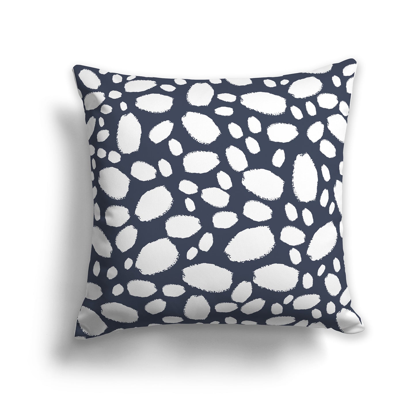 18 inch Throw Pillow with White and Dark Blue-grey Paint Dab Pattern