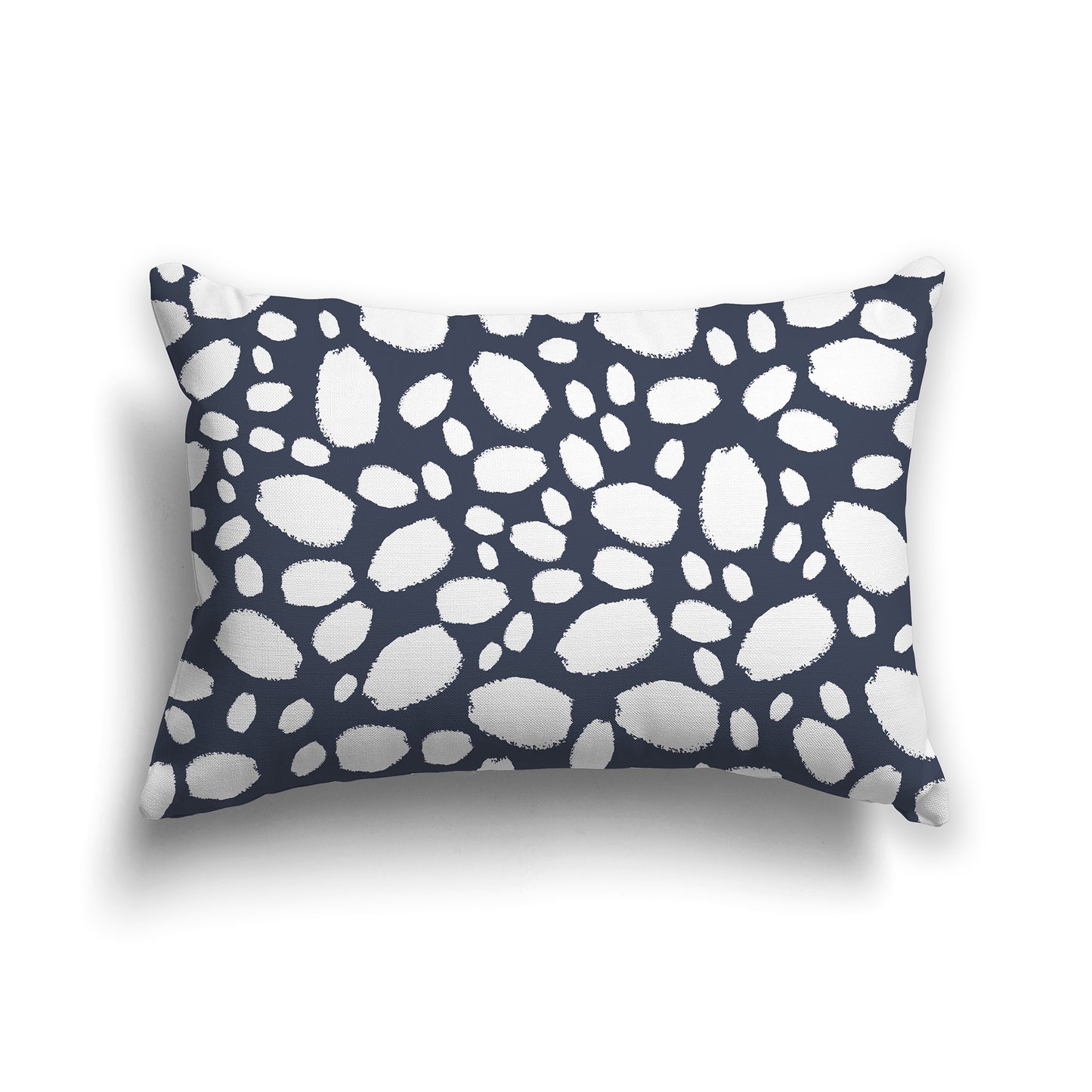20x14 inch Lumbar Throw Pillow with White and Dark Blue-grey Paint Dab Pattern