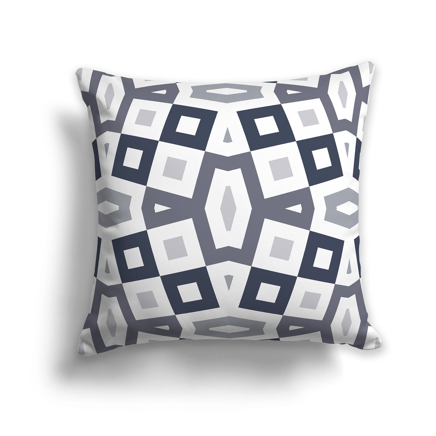 14 inch Throw Pillow with Dark Blue-grey, Grey and White Geometric Pattern