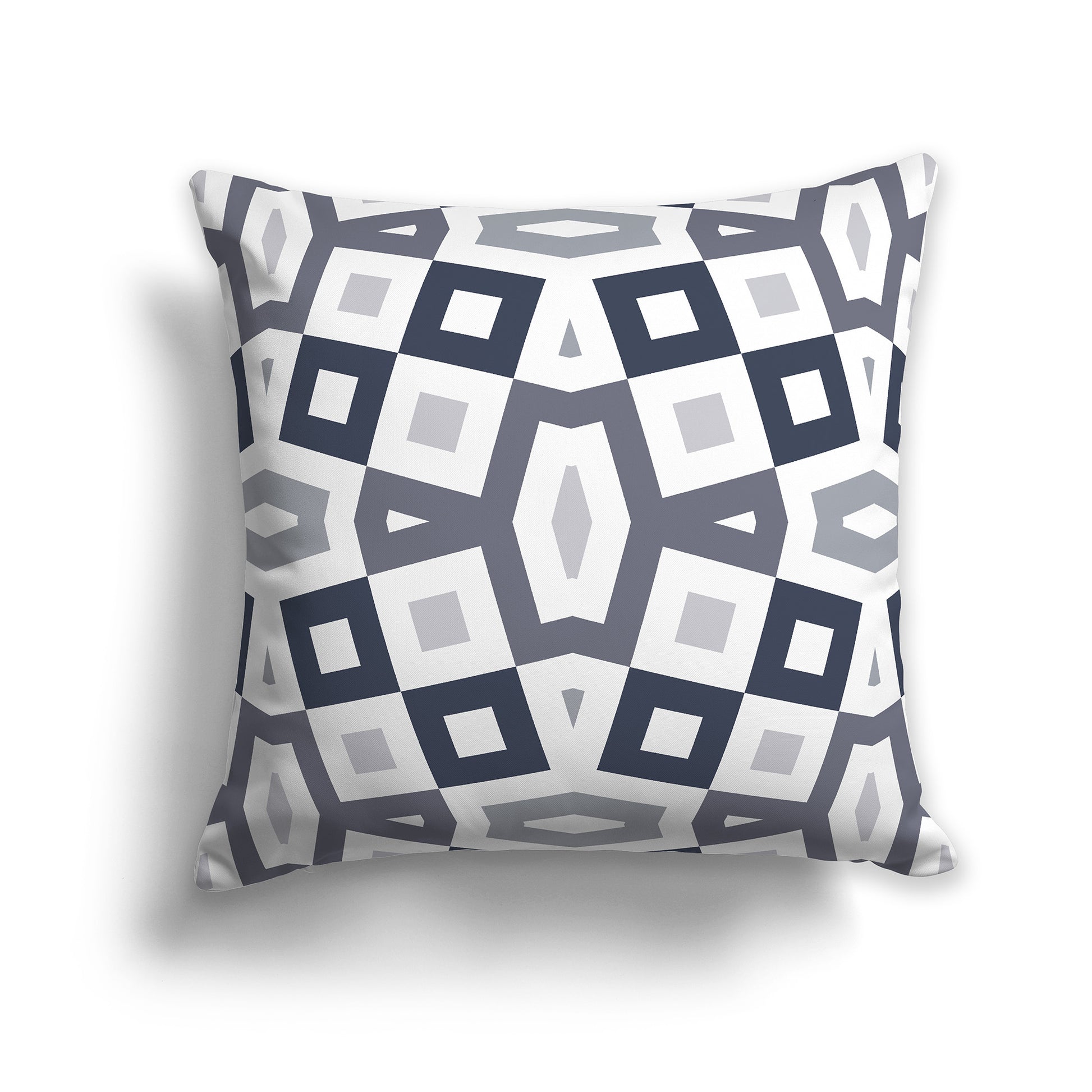 14 inch Throw Pillow with Dark Blue-grey, Grey and White Geometric Pattern
