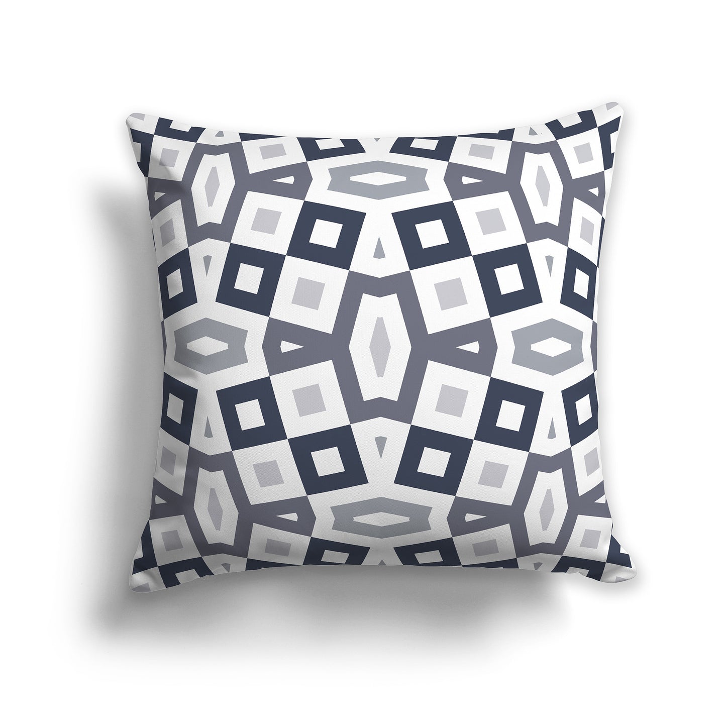 18 inch Throw Pillow with Dark Blue-grey, Grey and White Geometric Pattern