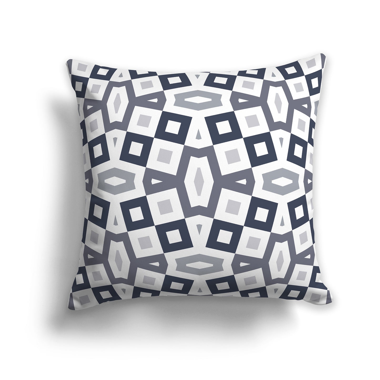 20 inch Throw Pillow with Dark Blue-grey, Grey and White Geometric Pattern