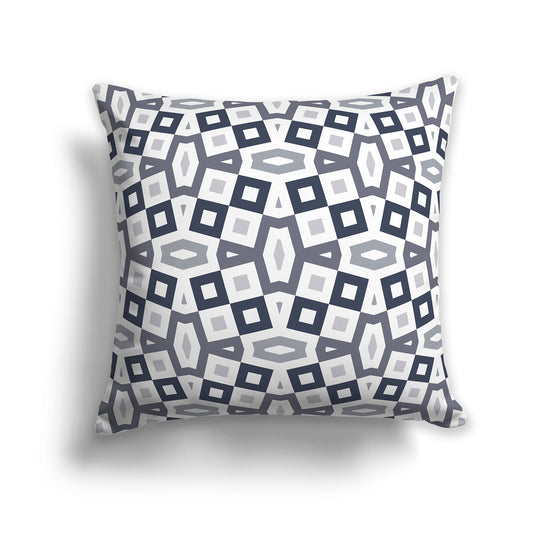 26 inch Throw Pillow with Dark Blue-grey, Grey and White Geometric Pattern