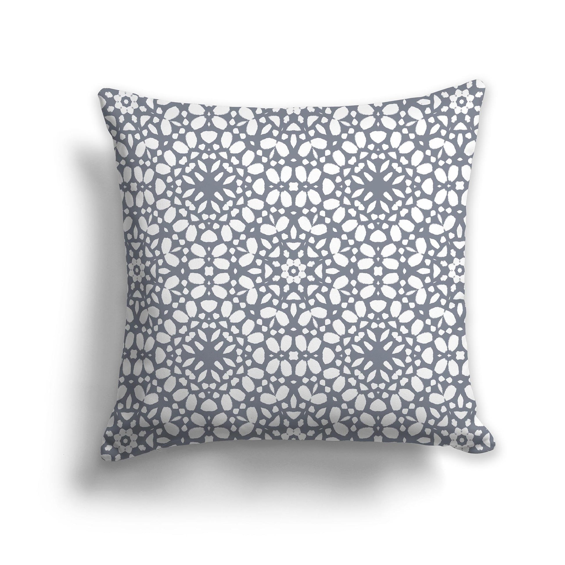 Square Throw Pillow with Fine Grey and White Circular Repeat Pattern