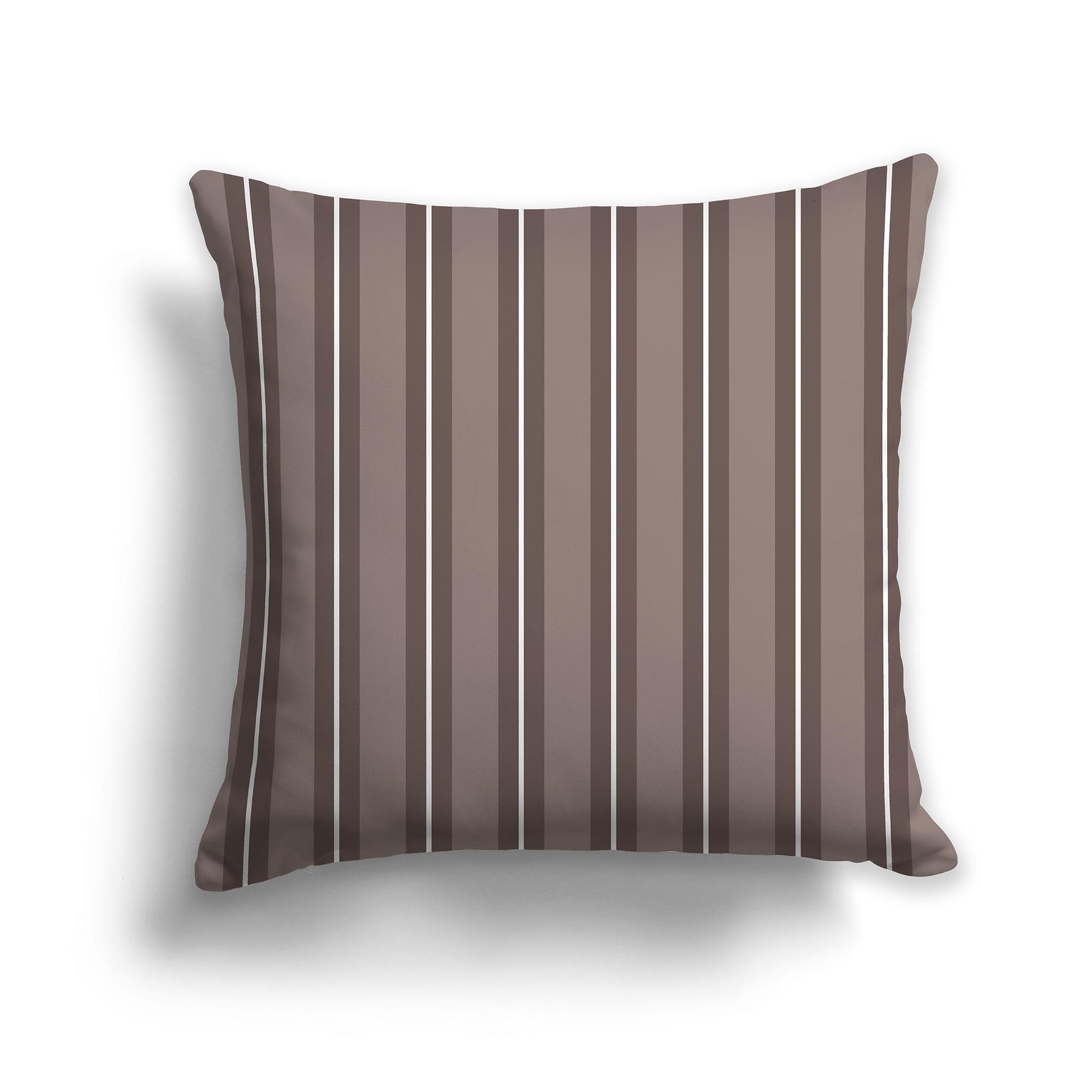 Medium Brown Square Throw Pillow with Brown and White Multistripe Pattern