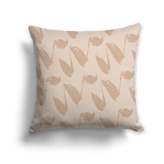 Square Throw Pillow with Two-tone Caramel Squiggle Pattern