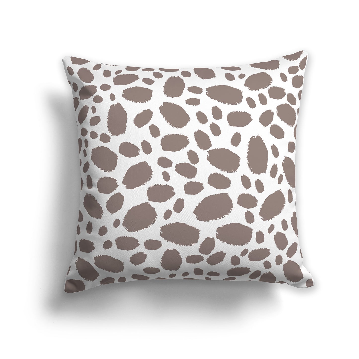 20 inch Throw Pillow with White and Brown Paint Dab Pattern