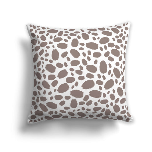 26 inch Throw Pillow with White and Brown Paint Dab Pattern