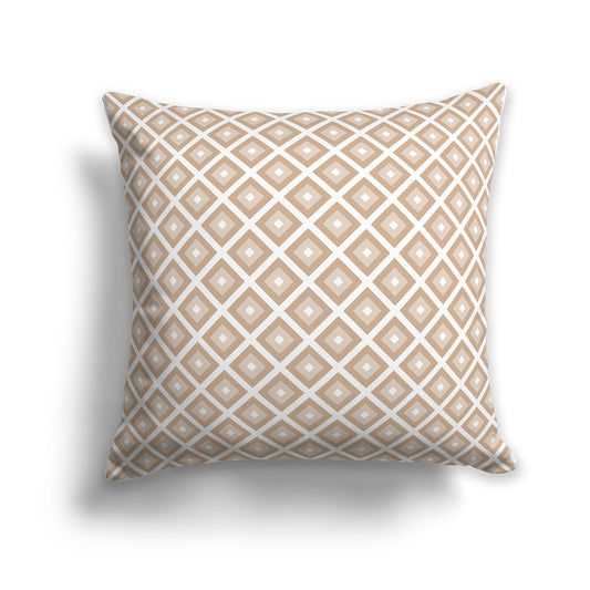 26 inch Throw Pillow with Two-tone Caramel and White Square Repeat Pattern