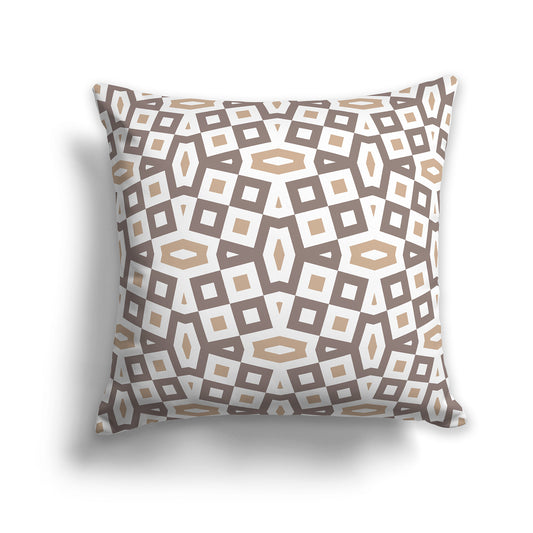 26 inch Throw Pillow with Brown, Caramel and White Geometric Pattern