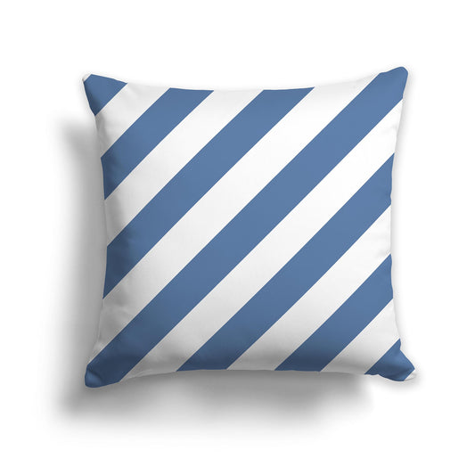Square Throw Pillow  with Blue and White Diagonal Bars