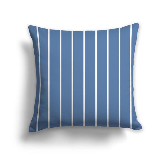Square Throw Pillow with Blue and white Stripe Pattern