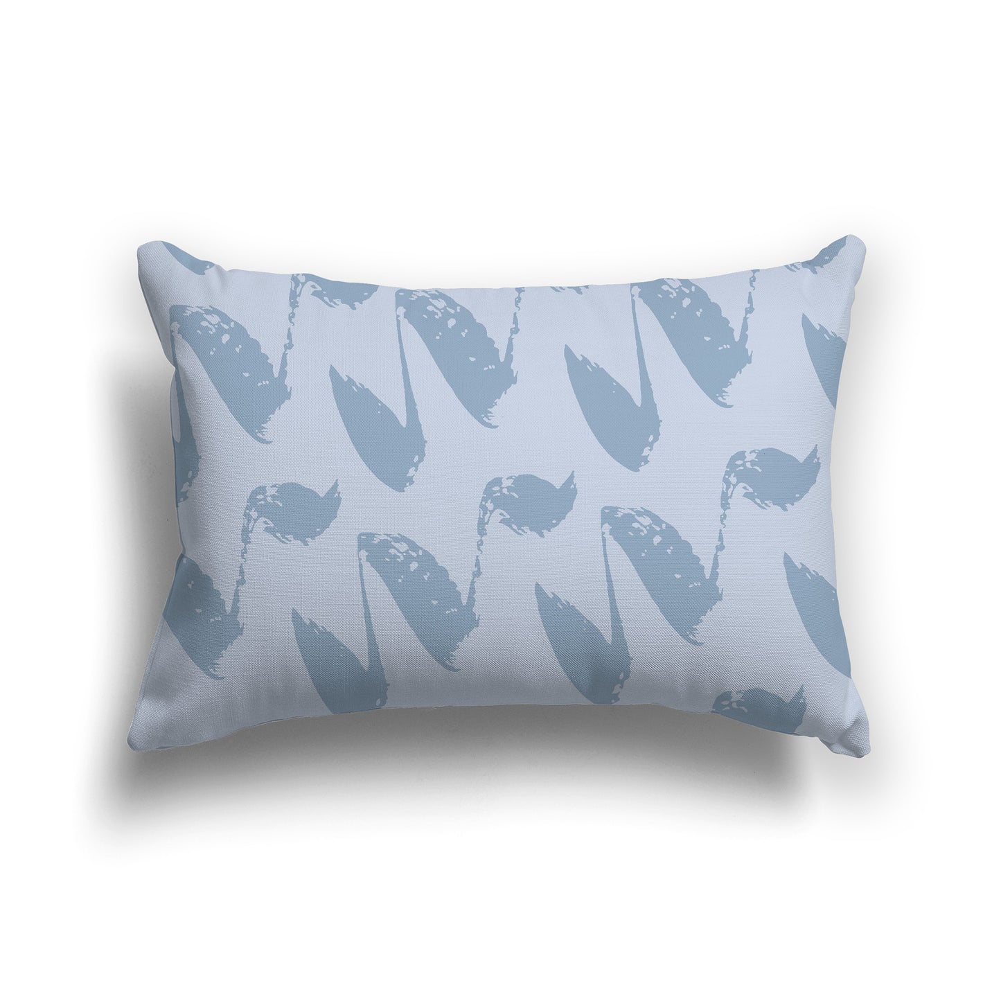 Lumbar Throw Pillow with Medium Blue and Light Grey Squiggle Pattern