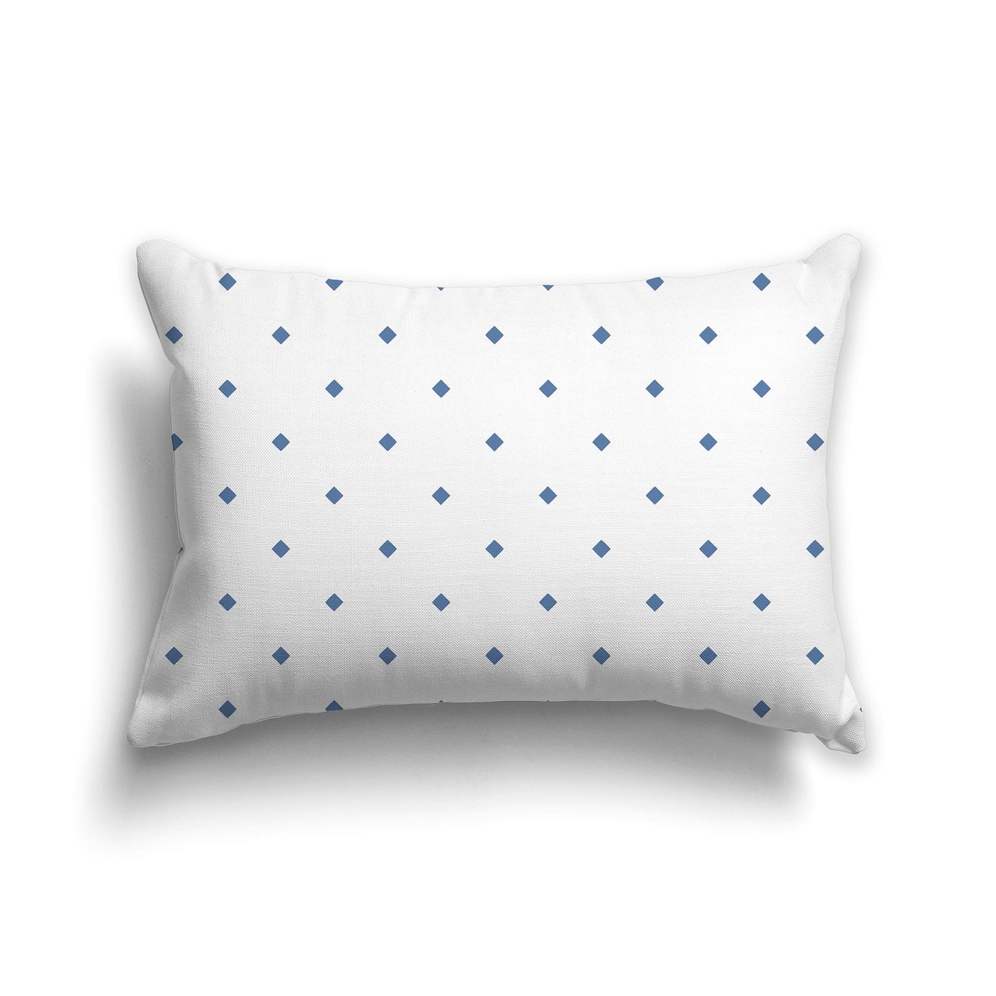 20x14 inch Lumbar White Throw Pillow with Large Blue Diamond Pattern
