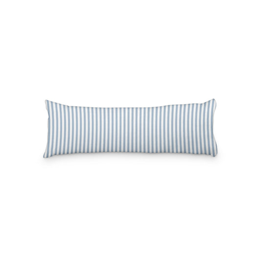 White Microfiber Body Pillow with Thin Blue Bars, MFBP-1231-241,  20 x 54 inches