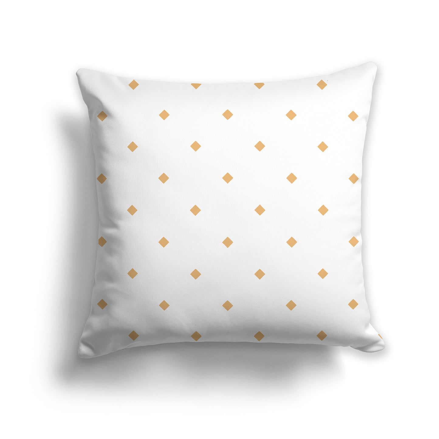 14 inch White Throw Pillow with Large Orange Diamond Pattern