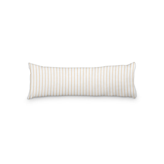 White Microfiber Body Pillow with Fine Pale Orange Stripes, MFBP-1232-151,  20 x 54 inches
