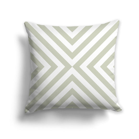 Square Throw Pillow with Pale Green and White Radiating Diagonal Bars