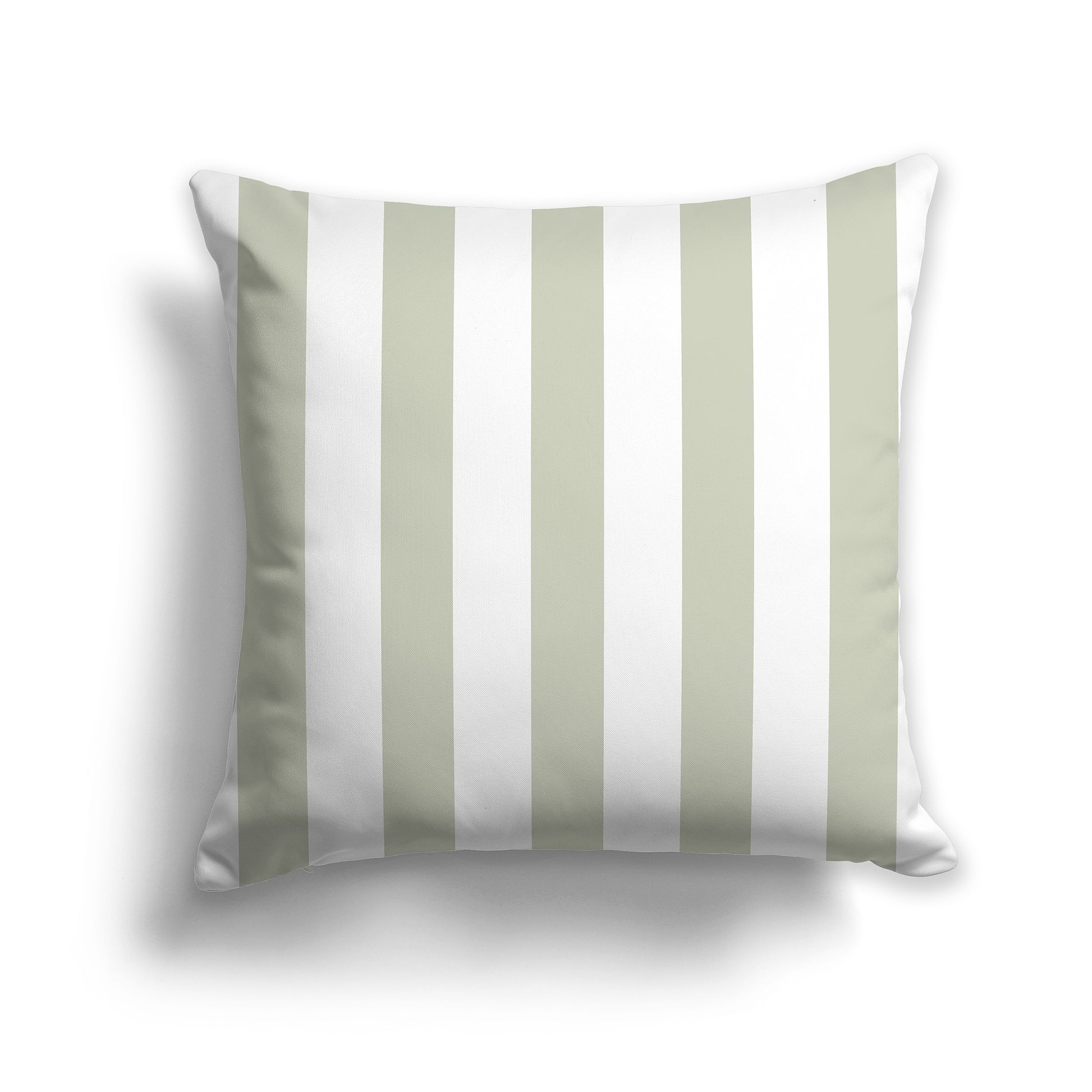 14 inch Throw Pillow with Pale Green and White Vertical Bars