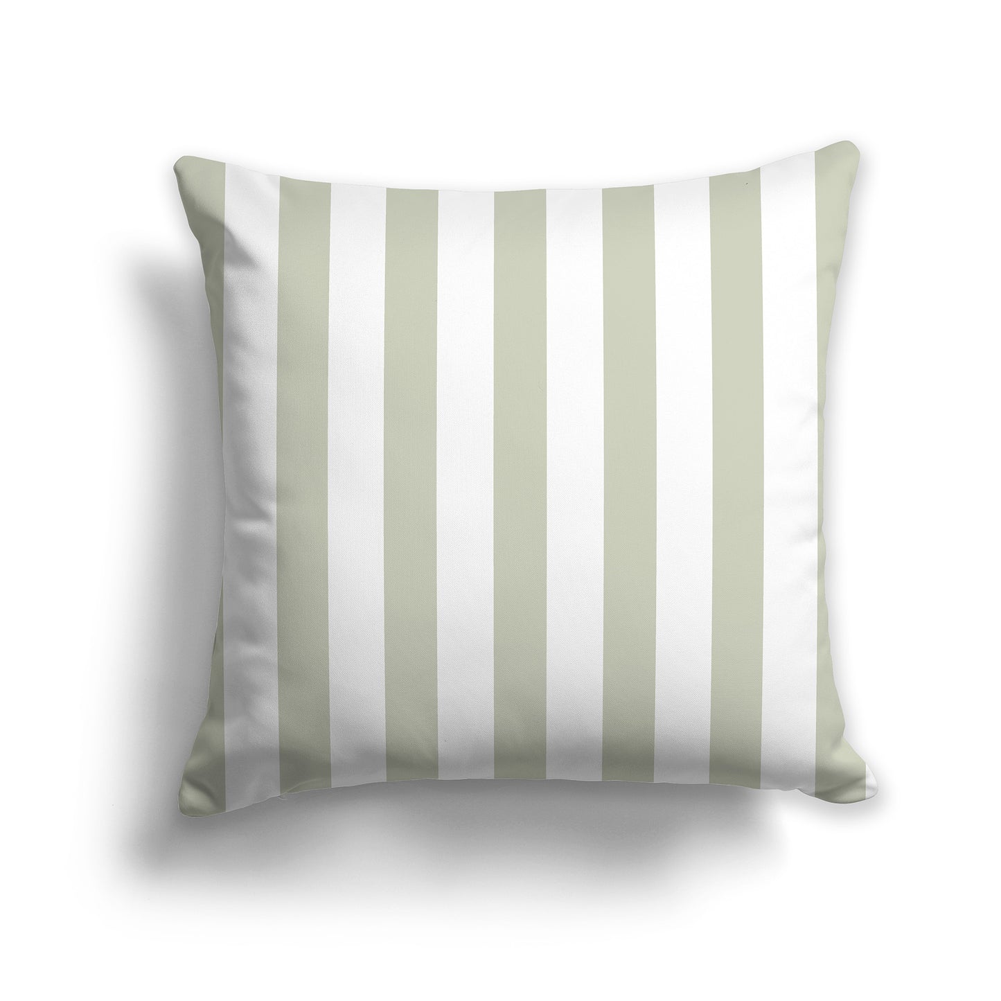 18 inch Throw Pillow with Thick Pale Green and White Vertical Bars