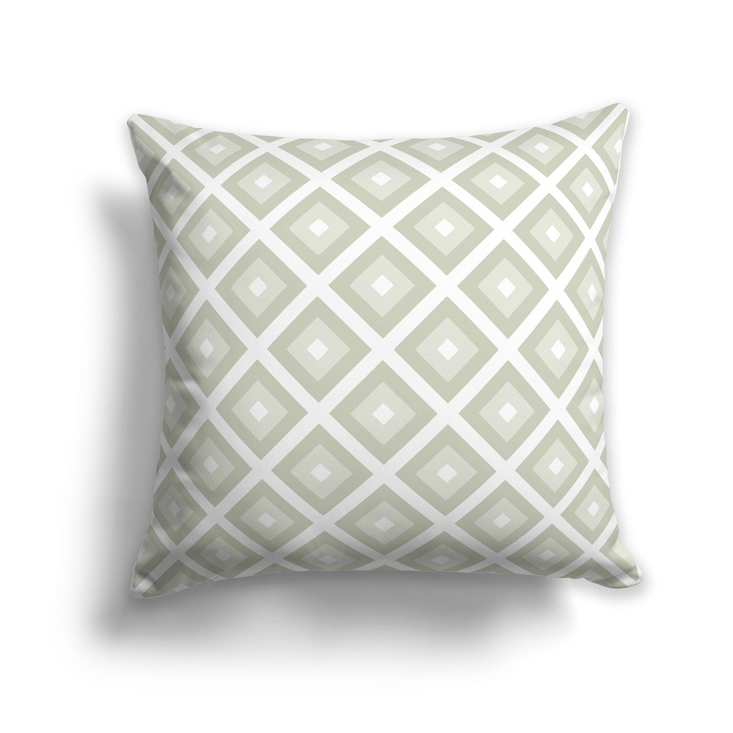 14 inch Throw Pillow with Pale Green and White Square Repeat Pattern