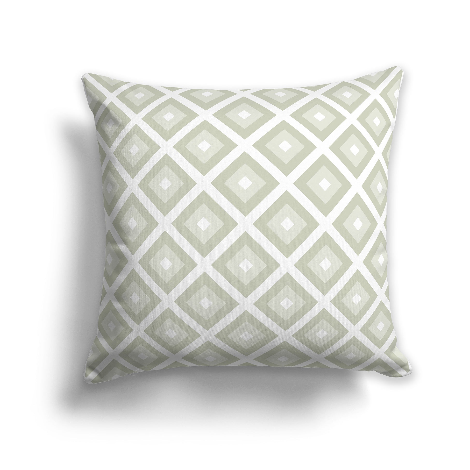 14 inch Throw Pillow with Pale Green and White Square Repeat Pattern
