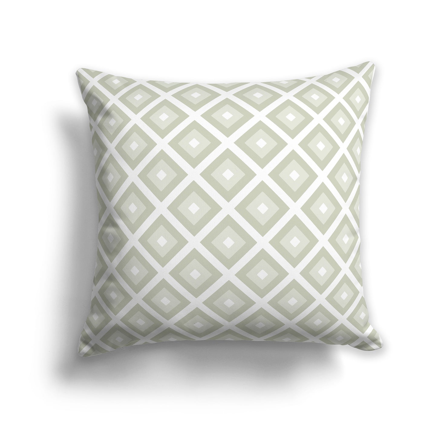16 inch Throw Pillow with Pale Green and White Square Repeat Pattern