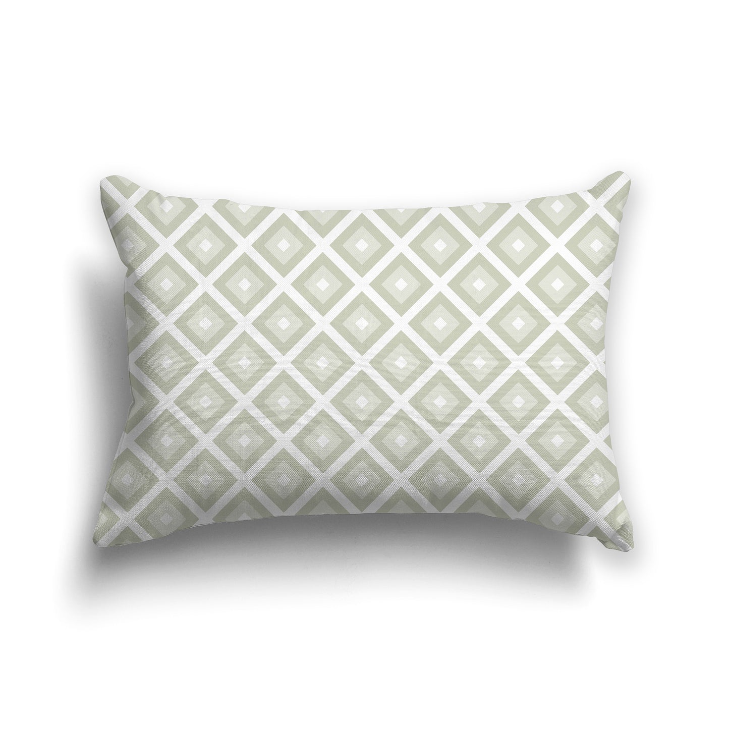 20x14 inch Lumbar Throw Pillow with Pale Green and White Square Repeat Pattern