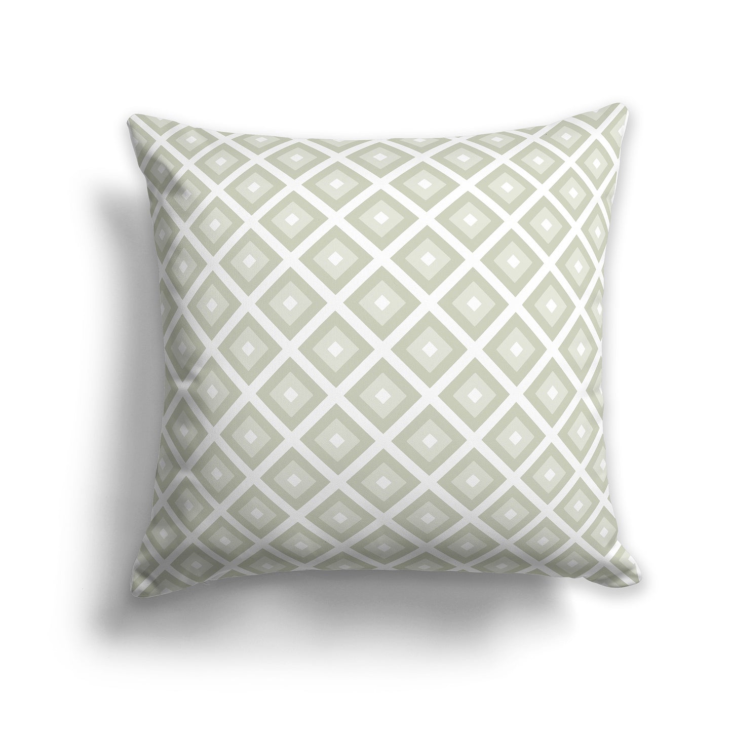 20 inch Throw Pillow with Pale Green and White Square Repeat Pattern