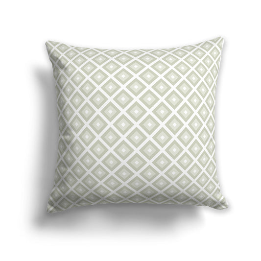 26 inch Throw Pillow with Pale Green and White Square Repeat Pattern