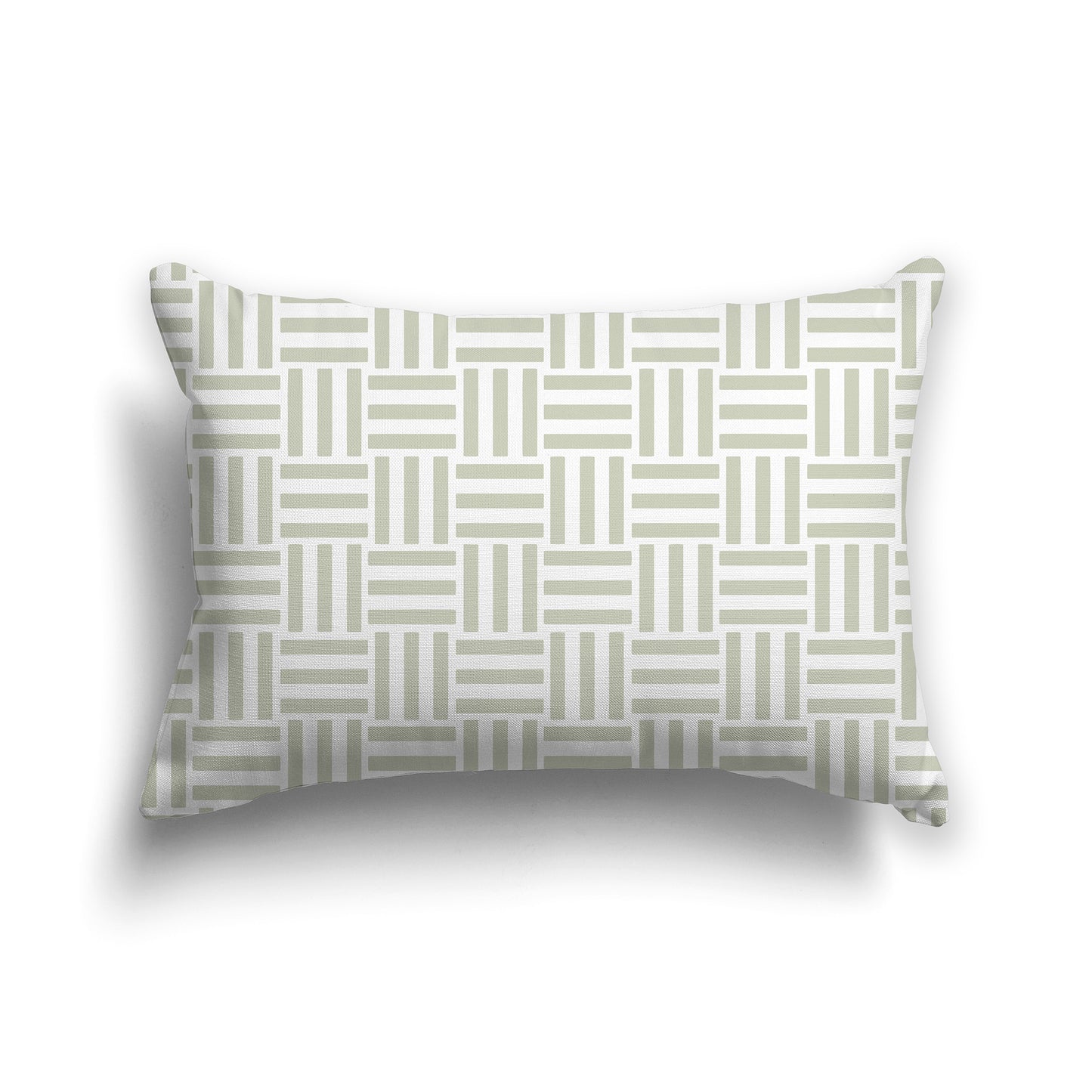 20x14 inch Lumbar Throw Pillow with Pale Green and White Basket Weave Pattern