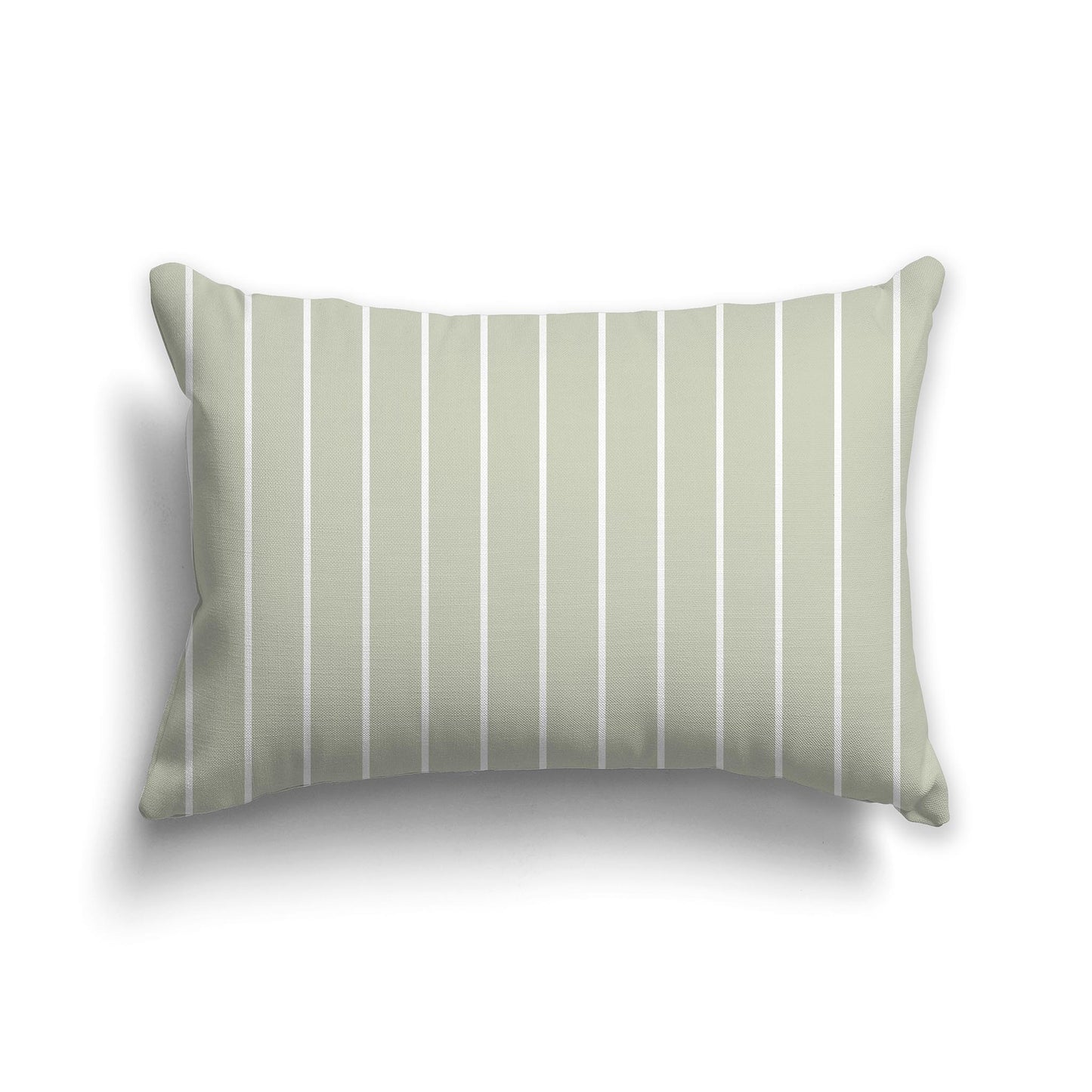 20x14 inch Lumbar Throw Pillow with Pale Green and White Thin Vertical Stripe Pattern