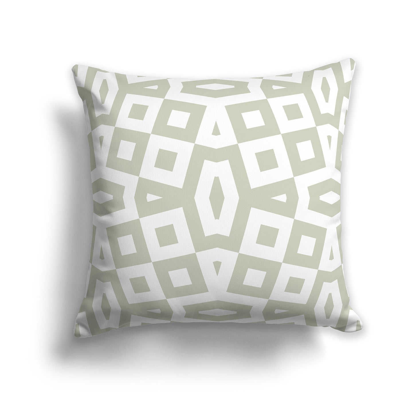 14 inch Throw Pillow with Pale Green and White Geometric Pattern