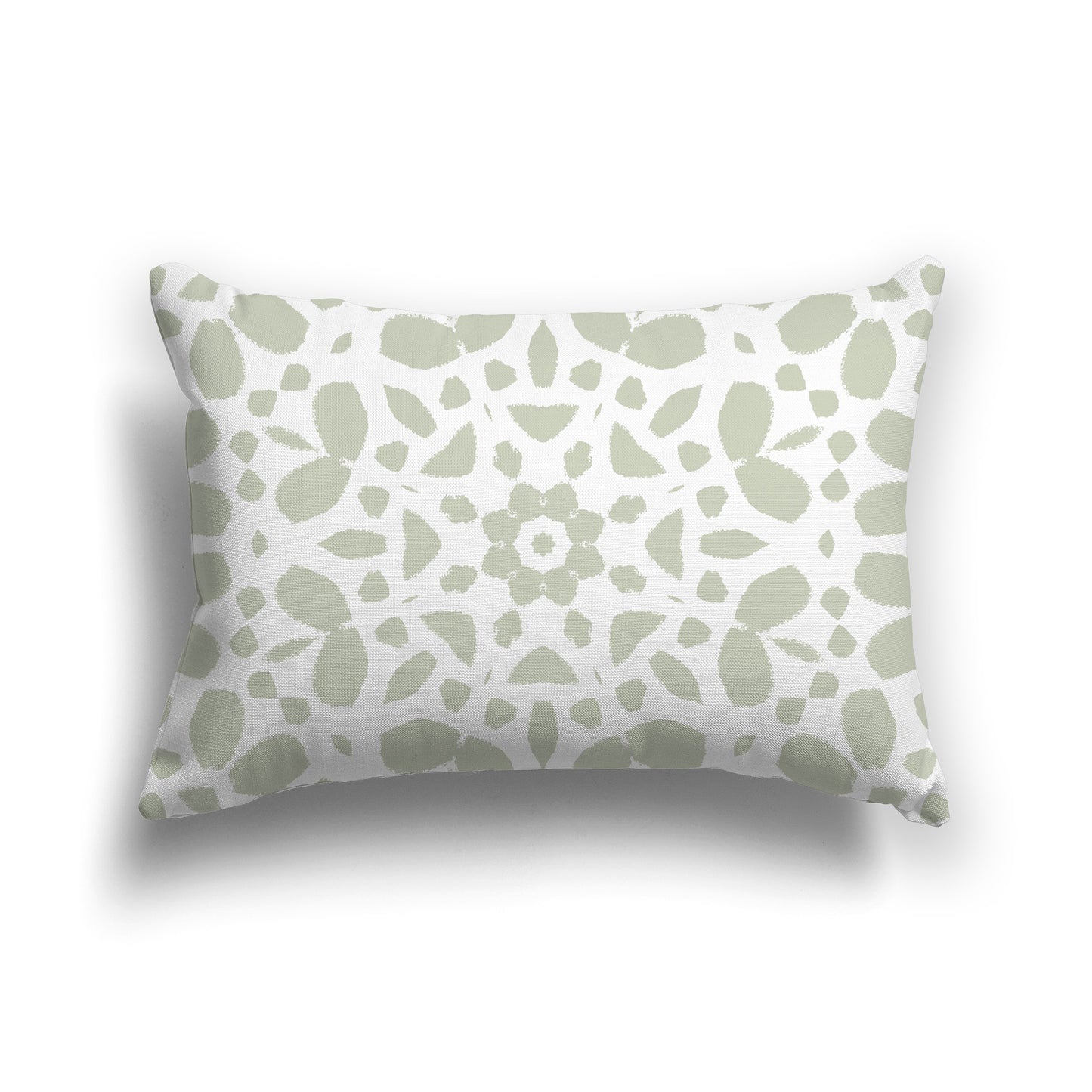 Lumbar Throw Pillow with Large Pale Green and White Circular Graphic