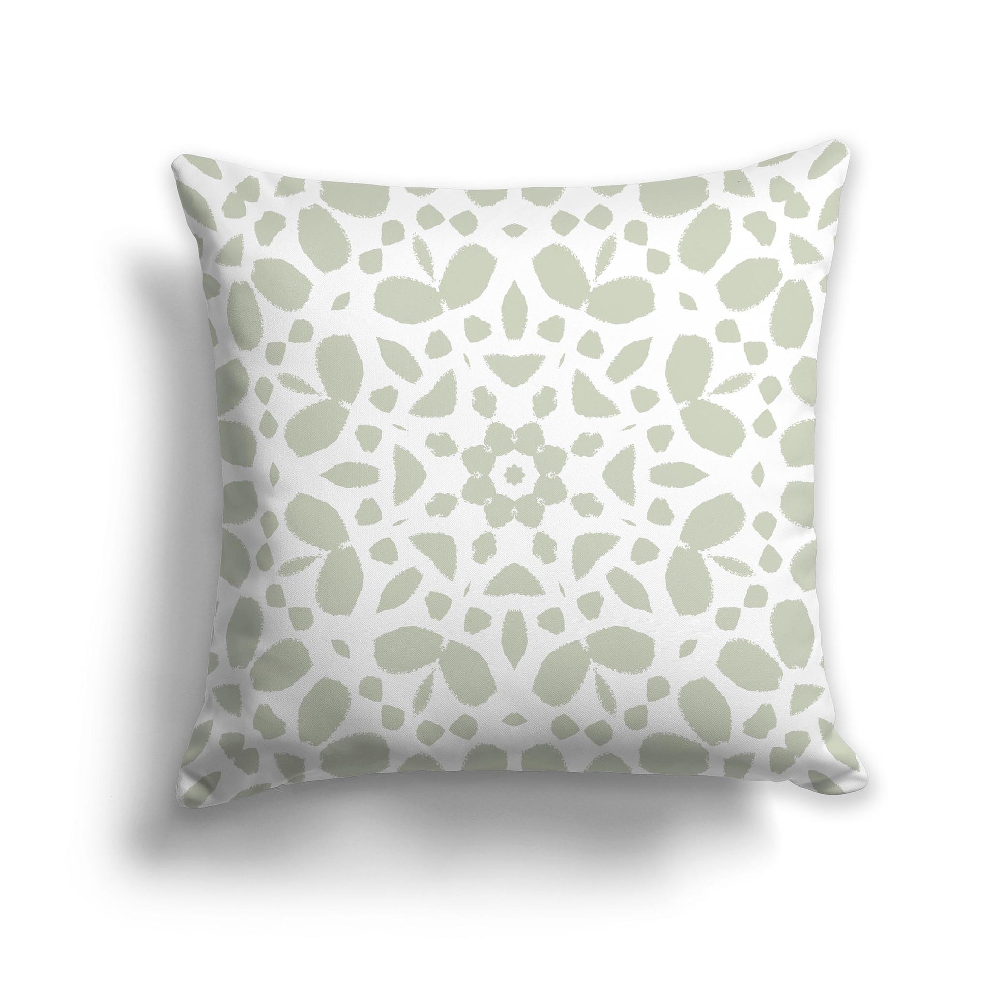 Square Throw Pillow with Large Pale Green and White Circular Graphic