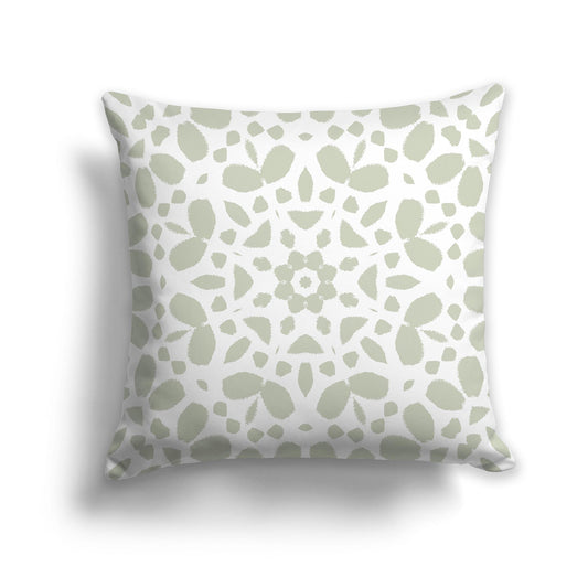 Square Throw Pillow with Large Pale Green and White Circular Graphic
