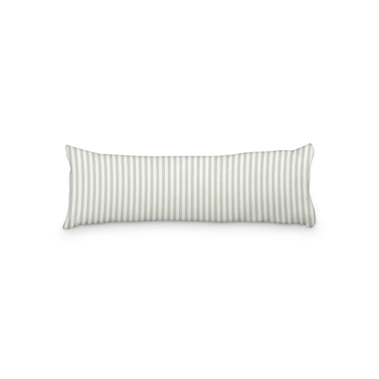 White Microfiber Body Pillow with Thin Pale Green Bars, MFBP-1241-241,  20 x 54 inches