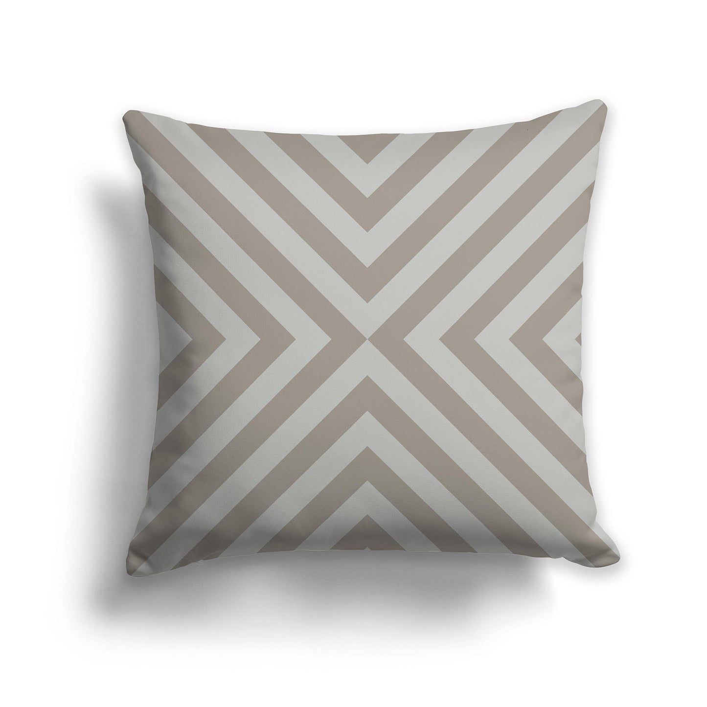 Square Throw Pillow with Brown and Grey-green Radiating Diagonal Bars