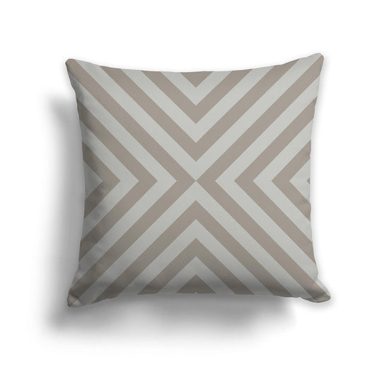 Square Throw Pillow with Brown and Grey-green Radiating Diagonal Bars