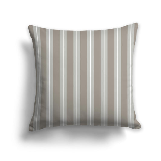 Square Throw Pillow with Brown, Grey-green and White Multistripe Pattern