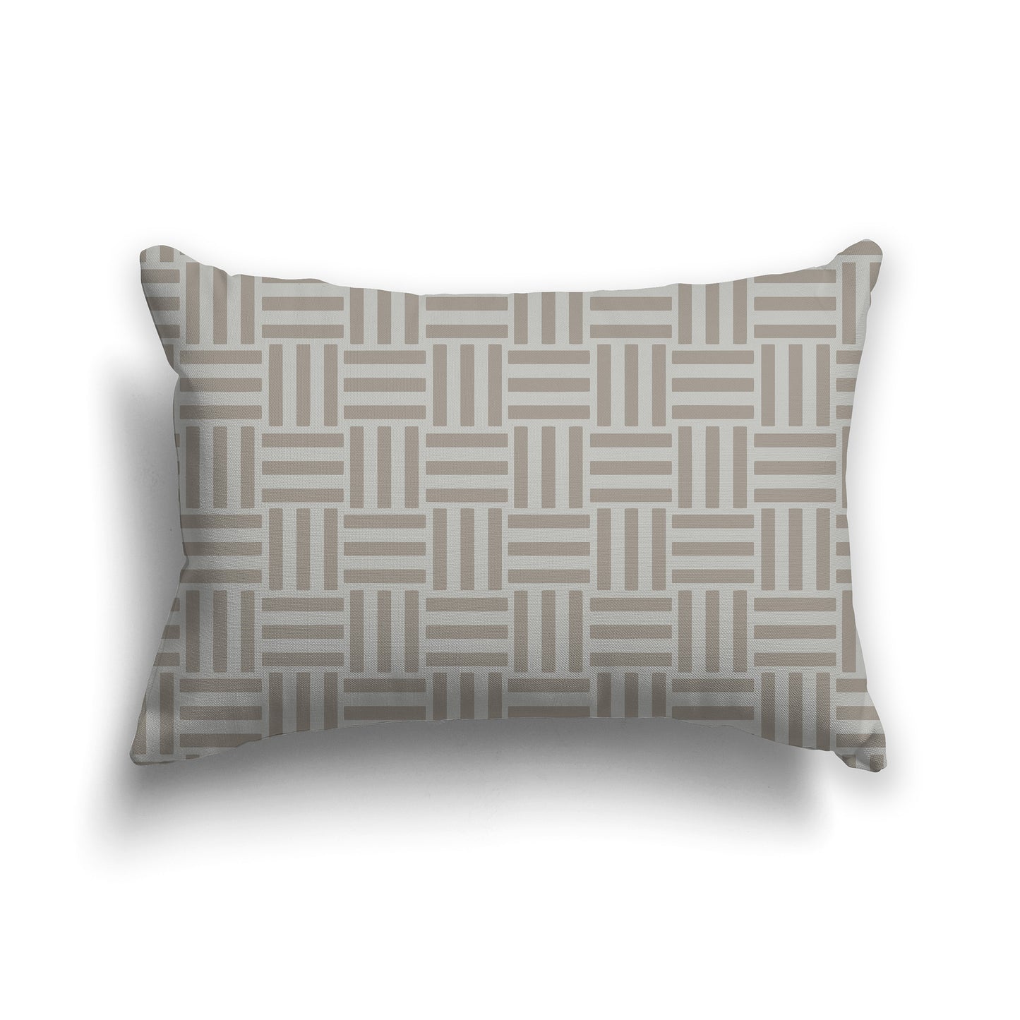 20x14 inch Lumbar Throw Pillow with Brown and Grey-green Basket Weave Pattern